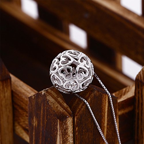 925 Sterling Silver Necklace for Women Pendant Cut Beads Ball Chain | jewelry for women for special Occasions | long silver necklaces for women | locket necklace for women | ball chain necklace, 17" 5