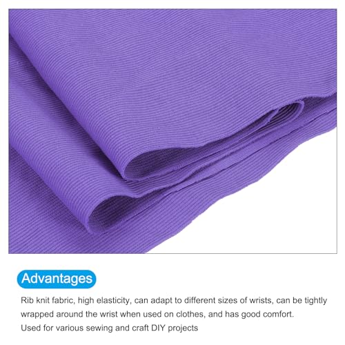 Image of MECCANIXITY 47 inch Elastic Cuffs Ribbed Trims Cotton Fabric Knit Rib Stretch Tape Cuff Sleeve Waistband for Sewing, 20 inch Wide Light Purple