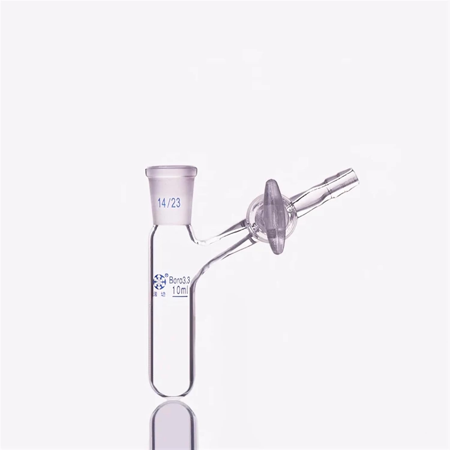 Lab Flask Reaction Tube with Glass Valve and Standard Ground Mouth,Capacity 10ml and Joint 14/23,High Borosilicate Glass