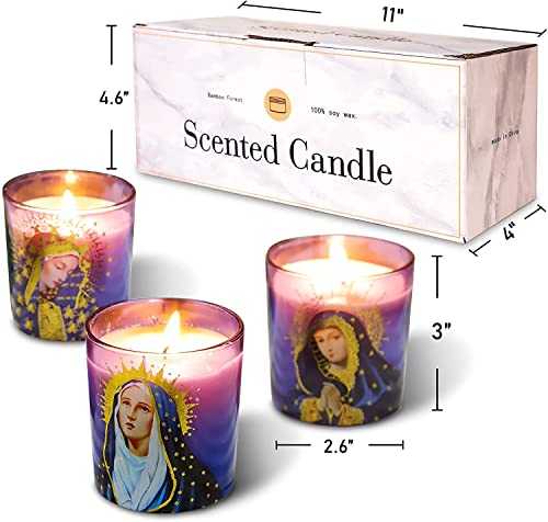 Petristrike Prayer Candles, Devotional Candles, Virgin Of Mary Saints Religions Decoration, Rosemary Scented Votive Candles For Prayer Altar, Mantle, Church - Set Of 3 #TOP5