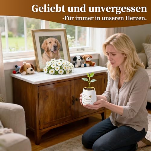 OHIYO Trauerlicht mit Gravur, Trauergeschenk für Tierbesitzer, Haustier Denkmal Kerzenhalter als Trost Geschenk für Tierbesitzer, Trauer Deko Windlicht & Grablicht für Hunde & Katzen