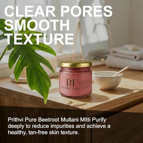 Image of Beetroot Multani Mitti Face Pack Powder 300 Gm | Natural Pink Glow Enhancer | Skin Brightening & Tan Removal | Deep Cleansing Detox Clay Mask |
