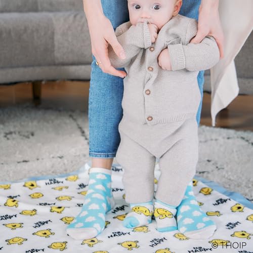 Image of JuJuBe x Studio Oh! Baby Essentials Reversible Baby Blanket - Soft Throw for Newborns & Infants, Ideal for Tummy Time, Home, Travel & Nursery Essentials - Mr. Happy