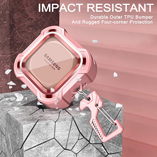 Dexnor Compatible With Samsung Galaxy Buds 2 Pro Case(2022)/Galaxy Buds 2 Case(2021)/ Galaxy Buds Live Case(2020)/ Galaxy Buds Pro Case(2021) Clear Hard Pc & Silicone 360 Full Body Case- Pink #TOP2