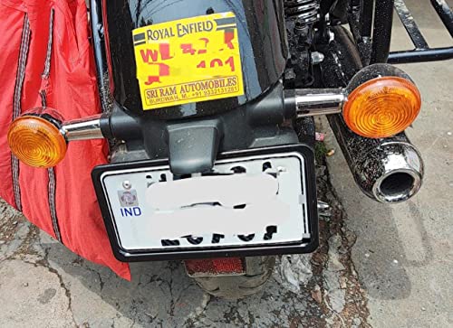 Image of UBEX Metal Number Plate Frame for Bikes - Front & Back Set | Black ND Plate Holder Cover | Universal Standard Size for All Motorcycles & Scooter