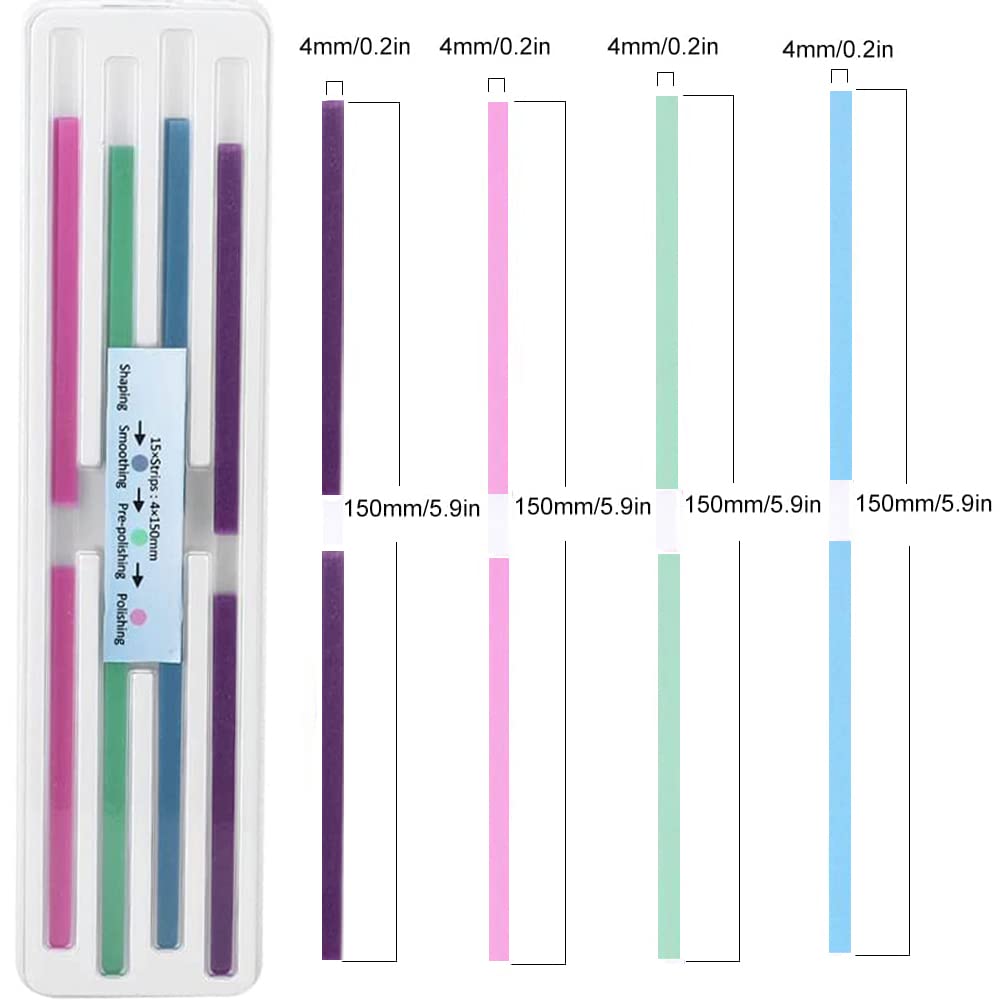 NatureAqua Tandschuurpapier, tandpolijststrips, 4 mm breed, NatureAqua hars, tandpolijst, interdentaal schuurgereedschap (60 stuks