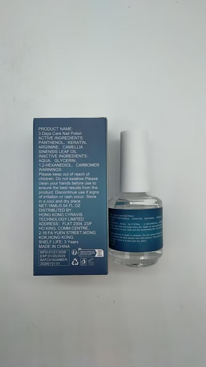 3 Days Nail Care Oil with Keratin - Fast Strengthening & Hydrating for Dry, Weak & Fragile Nails - with Aloe Vera, Lavender, Macadamia Nut Oil - Cuticle Oil, Moisturizing & Conditioning (3pc/01)