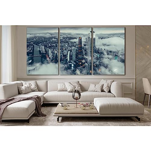 Mystical Clouds Above The City ZELLART grande toile pour habiller un canapé