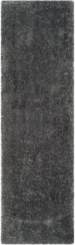 Image of Anti Slip Plain Shaggy Fluffy Fur Bedside Runner Rug, Carpet for Living Room, Floor Mat, Bedroom, Kitchen (Silver, 2X6, Microfiber)