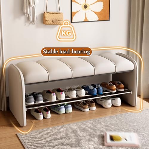 Banc à chaussures blanc de 60 cm avec rangement intégré pour une entrée ordonnée - 7