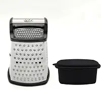 Ralador 4 Faces em Aço Inox com Recipiente e Tampa, Profissional, Preto e Prata Weck