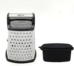 Ralador 4 Faces em Aço Inox com Recipiente e Tampa, Profissional, Preto e Prata Weck