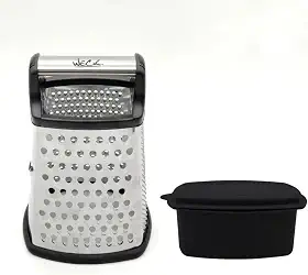 Ralador 4 Faces em Aço Inox com Recipiente e Tampa, Profissional, Preto e Prata Weck