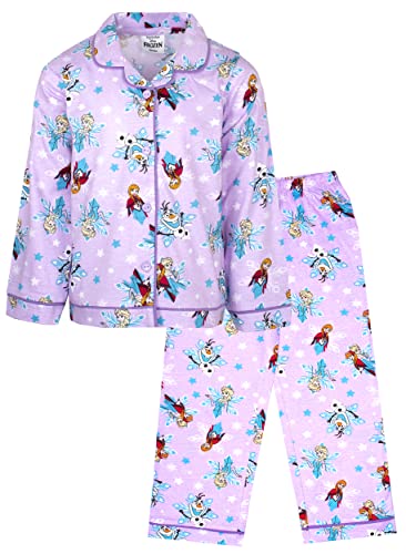 Frozen La Reine des neiges - Pyjama pour Enfants - Pyjama boutonné Rose avec Elsa, Anna et Olaf - Vêtements de Nuit 100% Coton - Marchandise Officielle de la...