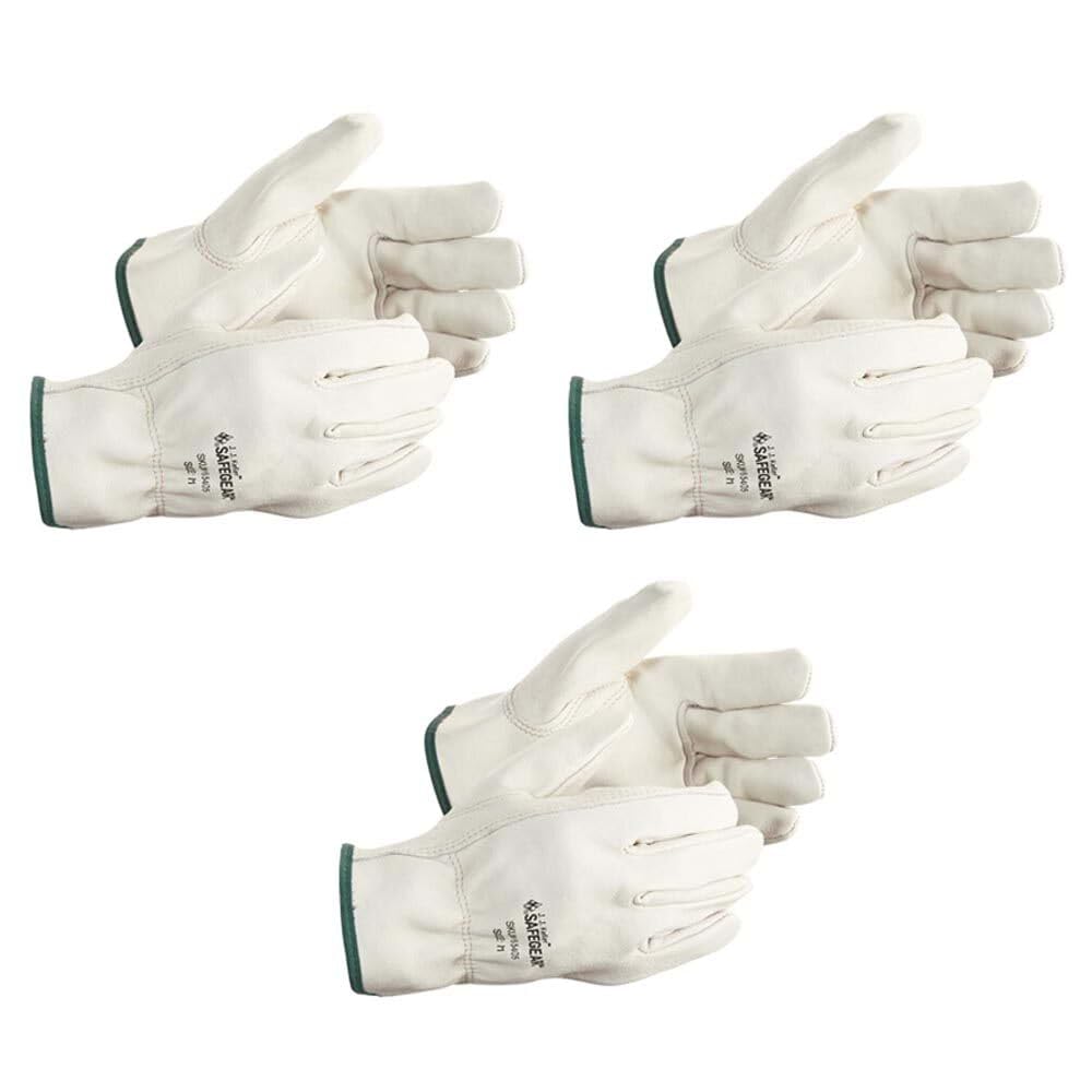 J. J. Keller & Associates, Inc. SAFEGEAR, Cowhide Insulated Gloves, Winter Leather Work Gloves, Abrasive Resistant, 3-Pack