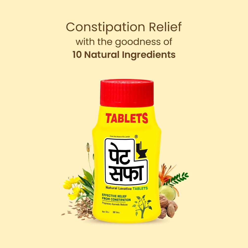 Pet Saffa Tablets | Natural Laxative | Constipation Relief | Relief from disgetive problems like Acidity, Gas & Bloating - 30 Unit (Pack of 3)