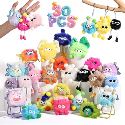 Fungi Fun Cute Plush Keychains Bulk Funny Monster Stuffed Keychain Party Favors Classroom Prizes Goodie Bag Fillers Treasure Box Birthday Gifts for Boys Girls (30)
