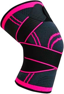 LTLCLZ 1Pcs Sports Kneepad Aldult Pressurized Elastic Knee Pads Support Fitness Gear Basketball Volleyball Brace Protector,Pink,XL