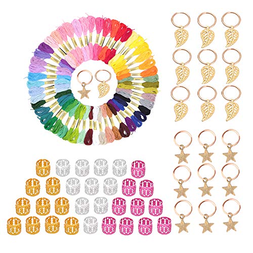 Hair Accessory Colorful Hair String Hair Thread Yarn 50 Pieces Combined With 20 Pieces Hair Pendants Dreadlock Jewely For Women and Men (MIX COLOR)