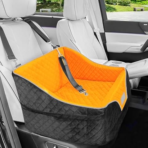 Lepark Dog Car Seat for Small Dog Cat Pet, Dog Booster Car Seat with Washable Cover and Storage Pockets, Travel Safety Seat for Front/Back Seats(Orange) Cover