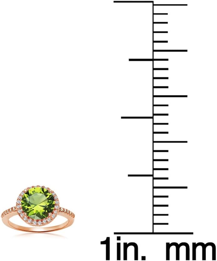 Ice Gems Sterling Silver Simulated Peridot and Cubic Zirconia Round Halo Ring - Image 4