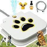 Dog Water Fountain Outdoor Drinking Water Toy for Large Dogs, Paw Activated Water Fountain, Dog Sprinkler Step On, Fun Dog Toys，Includes 304 Stainless Steel Dog Hose (QL0305)