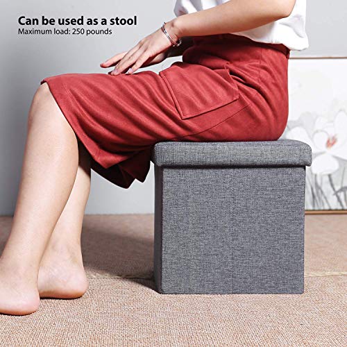 Image of Luxury Furniture Square Foldable Storage Ottoman Coffee Cube Table Multipurpose Foot Rest Short Children Sofa Stool Bench for Bedroom Home Office X-Large Size (Medium, Grey)