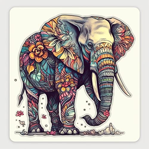 Image of Yoonek Graphics Elephant Vinyl Decal Sticker for Car Window, Laptop, and More. #1947Option33-4