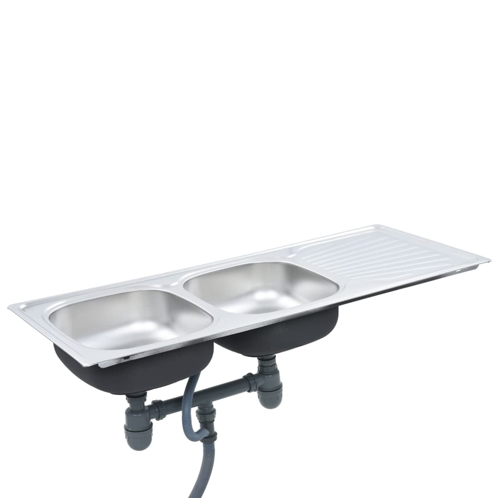ShGaxin Fregadero de Doble Seno con colador y sifón, Mueble Pila Lavadero, Pila Fregadero Cocina, Fregadero sobre Encimera, Fregadero Baño Encimera, Picas De Cocina, de Acero Inoxidable