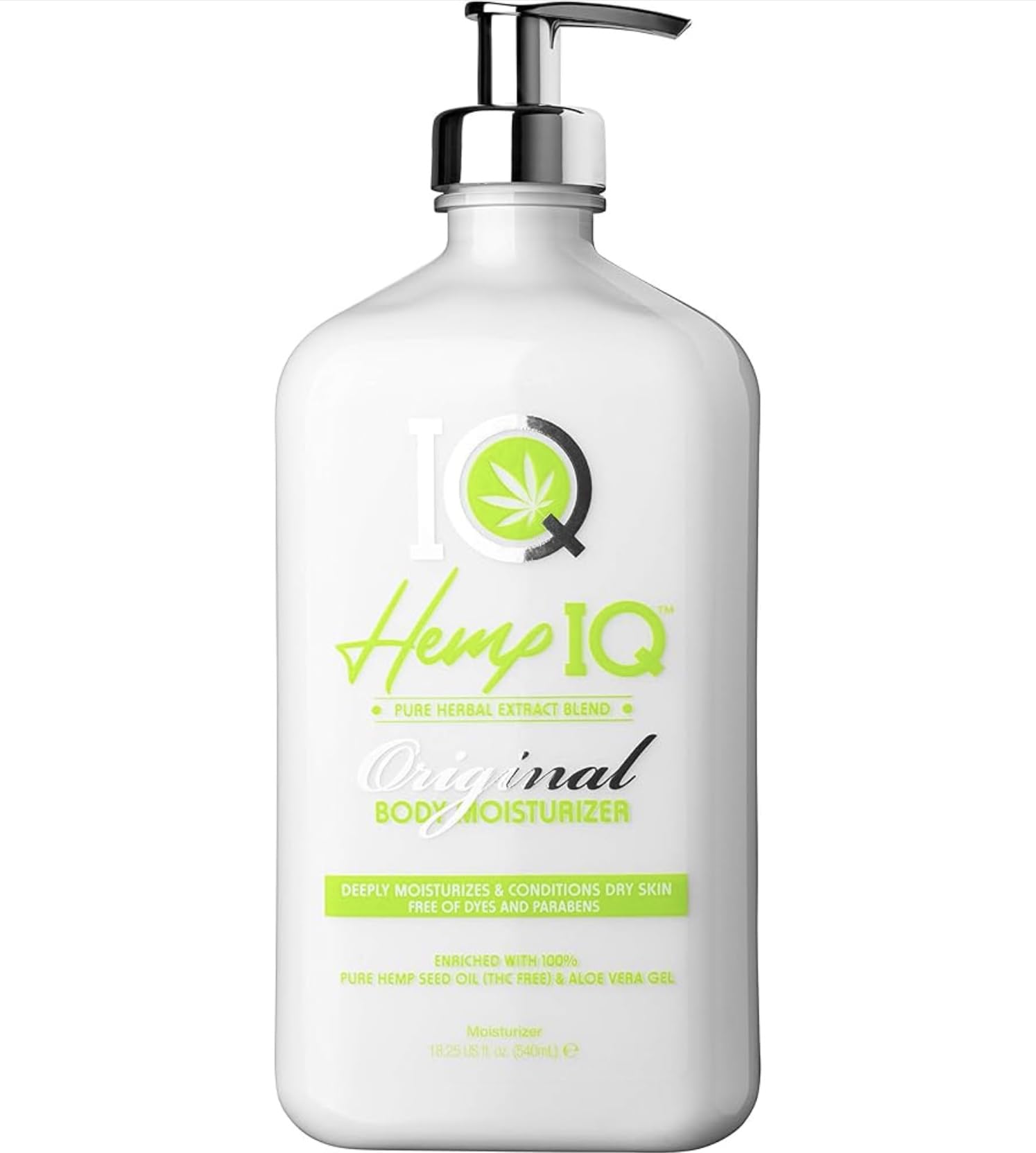 HEMP IQ Original Body Moisturizer | 100% Pure Hemp Seed Oil | Ultra-Hydrating Daily Moisturizer 18.25 oz.