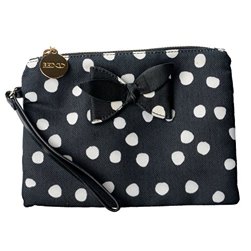 Red Valentino Bolsa clutch feminina de lona com bolinhas, Preto e branco, Small