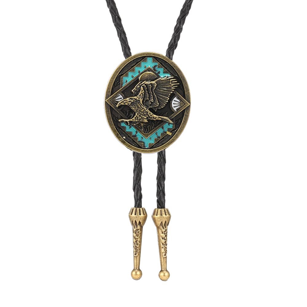 Joxevyia Bolo Tie for Men Vintage Cow Skull Leather Rope Western Cowboy Necktie Vintage Bola Tie Gift for Him