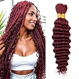 Human Braiding Hair Deep Wave Bulk Human Hair for Braiding, No Weft Curly Braiding Hair Extensions for Boho Braids Wet and Wavy Braiding Human Hair Bundles(16inch,99j,100g)