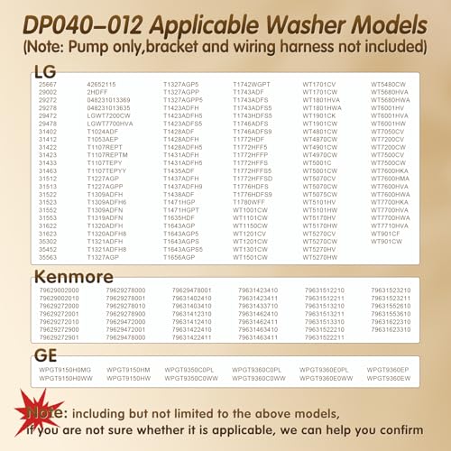 XHAWLJB DP040-012 Drain Pump 4681EA1007A 5859EA1004F 5859EA1004P 5859EA1004G WH23X10020 (OEM) Compatible with LG, Kenmore, GE Washer Drain Pump, Fits for WT1101CW WT1201CV WT4870CW WT7200CW WT5001CW by XHAWLJB - Used condition - Image 4