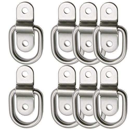 D-Ring Tie Down Anchor 8X 1 4   Stainless Steel D-Rings Trailer D Ring Tie Downs 700lbs D-Ring Bracket, D Ring Mounting Plate Tie Down Points for Ratchet Tie Down Straps Car Truck Bed Cargo