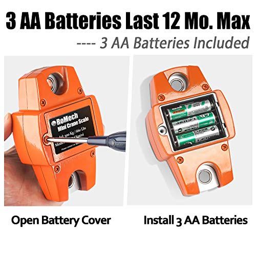 Romech 660Lb Digital Hanging Scale With Cast Aluminum Case, Handheld 300Kg Mini Crane Scale With Hooks For Farm Hunting Fishing Outdoor (Orange) #TOP5