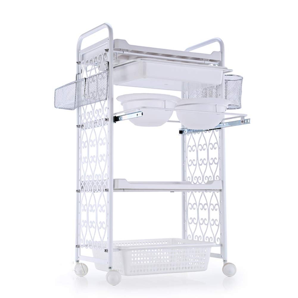 SOTROLLEY 4 Tier Beauty Cart SPA Salon Trolley Hairdress with Hair Color Bowls Tools Organizer Storage Tray on Rolling Wheels White: Beauty