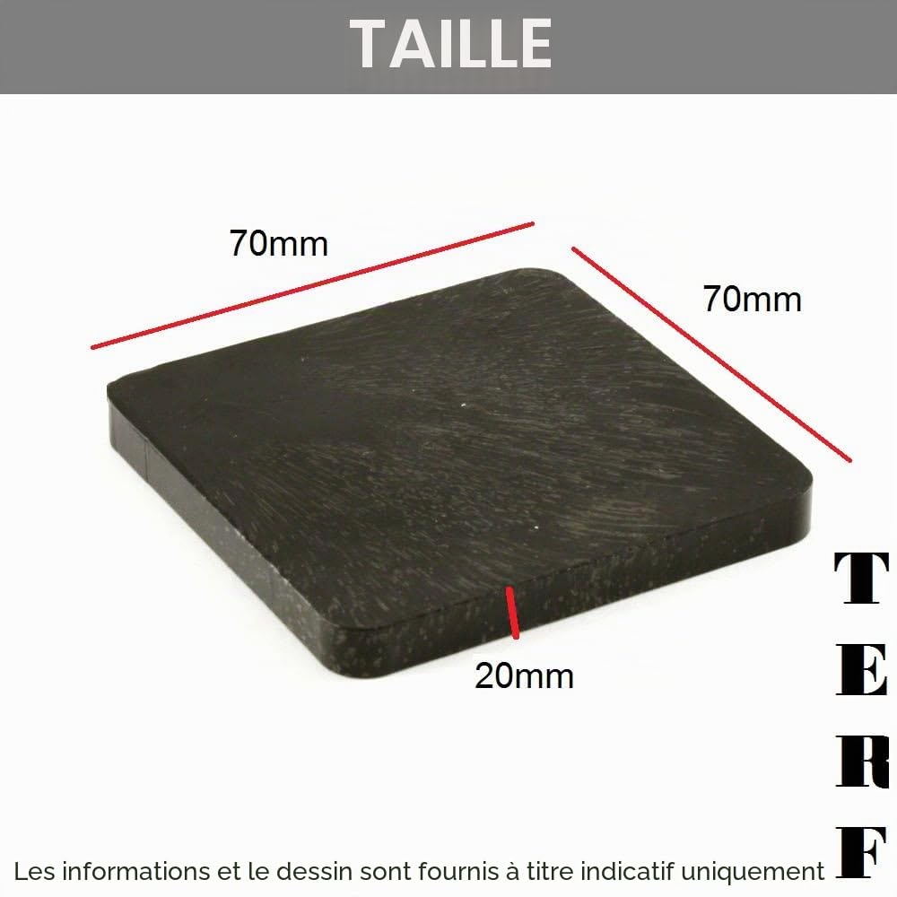 TERF® Lot de 4 cales d'alignement de garde-boue en plastique robuste 70 mm x 70 mm x 20 mm Épaisseur 20 mm