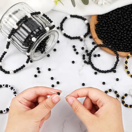 Perles d'espacement noires 6mm DECYOOL pour fabrication de bracelets perles intercalaires bijoux - 4