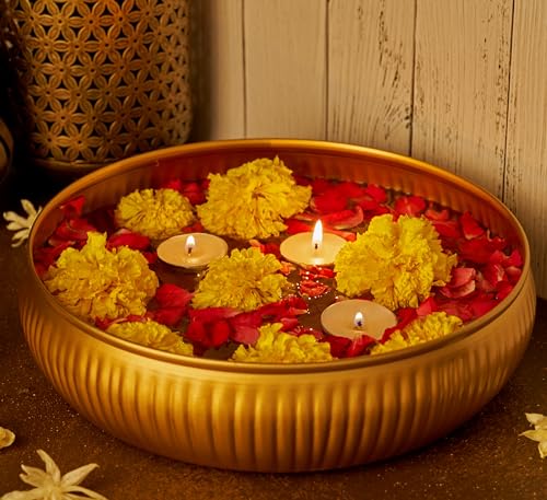 Indotribe Urli Bowl Set For Decoration Indian - 11 Inch | Pushp Urli Bowl For Diwali Diya cover