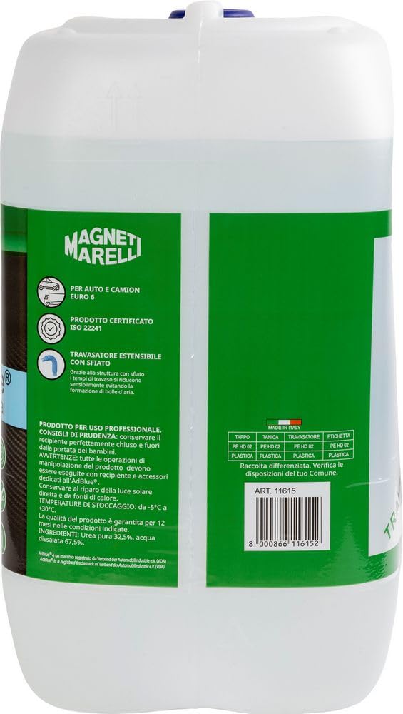 Quantum Energy Magneti Marelli AdBlue 10 LT – Additivo Diesel con Bocchettone Flessibile, Certificato ISO 22241, Compatibile con Veicoli Euro 4, 5 e 6, Riduce Emissioni NOx