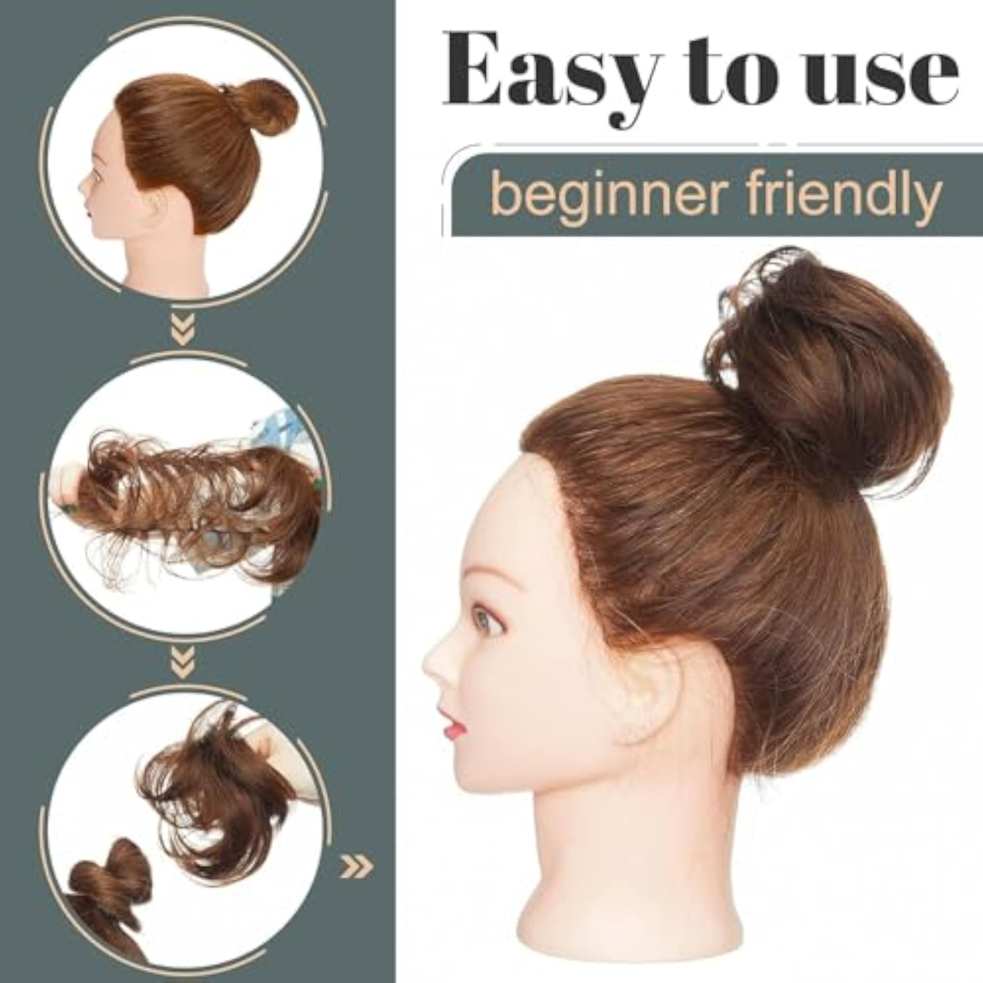 Human Hair Messy Bun Soft Hair Elastic Band for Women