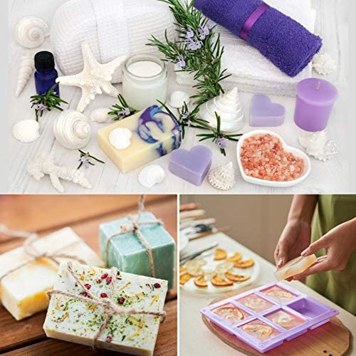 DONQL 2Stück SIlikonform Seifenform Silikonform Rechteckig 6-Teilig Hand Made Seifenform für DIY Hausgemachte Handwerk (Lila+Blau)