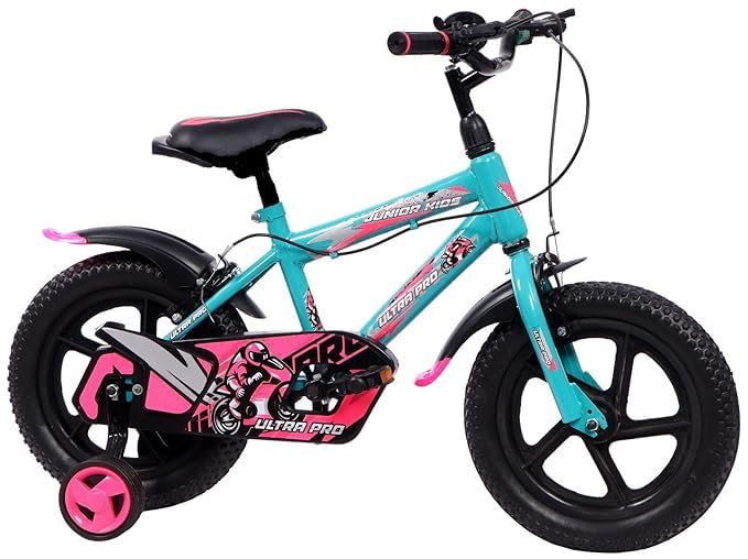 Image of JUNIOR KID BMX 14 Inch Kids Cycle with Rigid Suspension Side Wheels Ideal for 2 to 5 Years Boys and Girls Bicycle Green