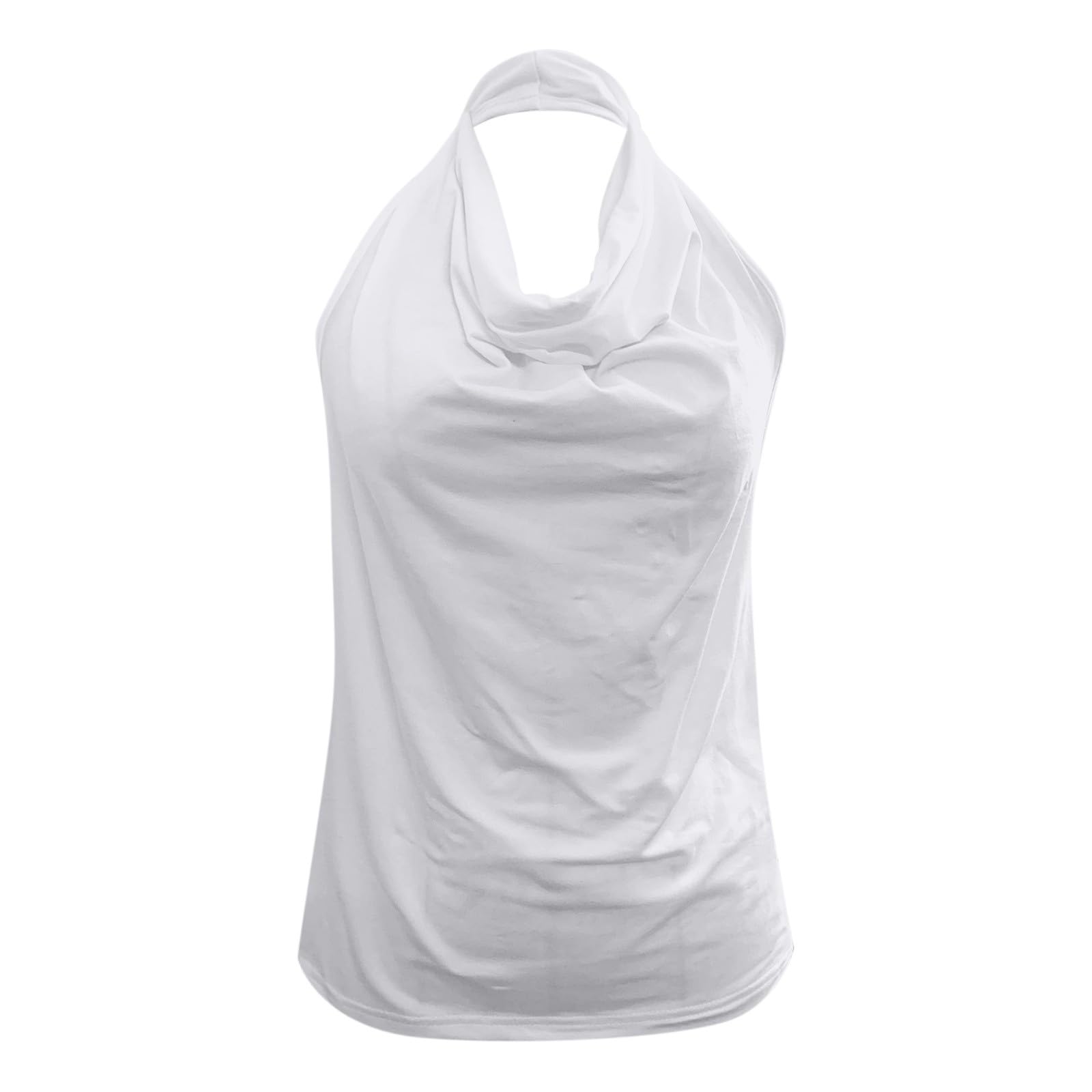 Conjunto de top para mujer con cuello drapeado, color veraniego, cuello en V, parte superior sin espalda