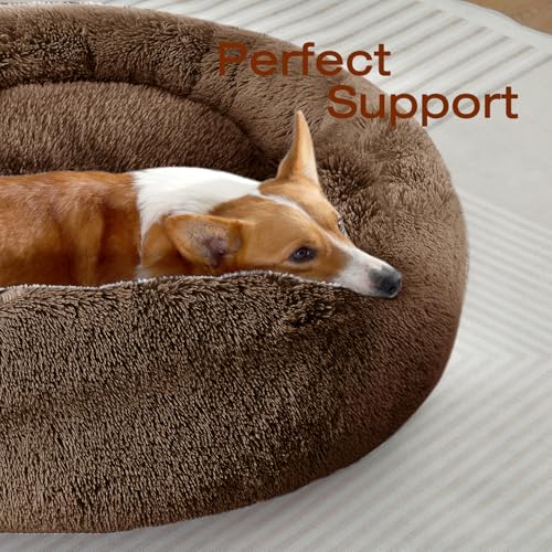 Image of JOLLYVOGUE Dog Bed, Calming Anti-Anxiety Large Dog Bed, Fluffy Donut Cushion for Medium and Large Pets (27 inch /30 inch /36 inch)