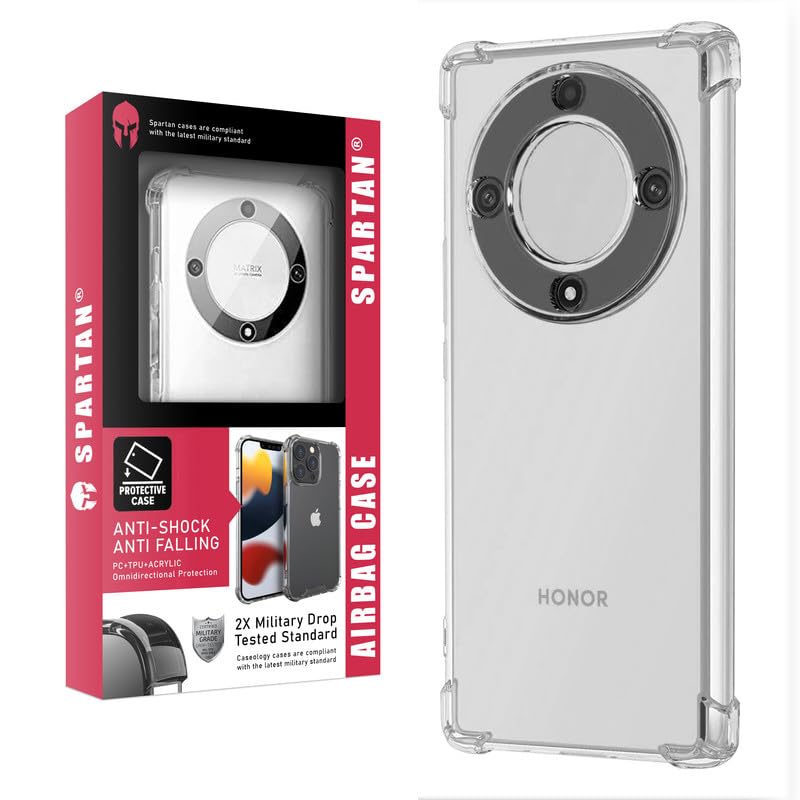 GenericSpartan Airbag Case for Honor X9A Clear Transparent Cover Soft Flexible TPU Back Cover with Reinforced Airbag Corner (Clear)
