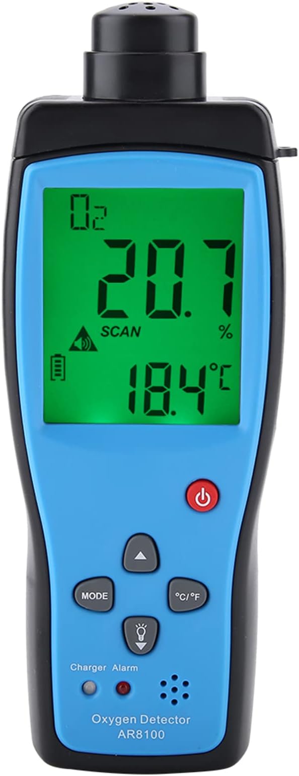 Ar8100 Handheld Oxygen Detector, O2 Detector Analyzer Rechargeable Meter With Lcd Backlit Display Portable Purity Inspector For Outdoor, Home, Industry