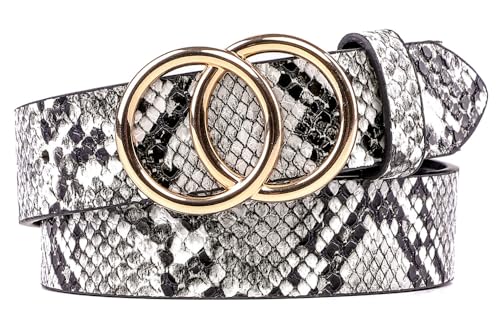 Fabio Valenti Women's Casual Dress Belts with Double O-Ring Buckle,Genuine Leather,Waist Belt2