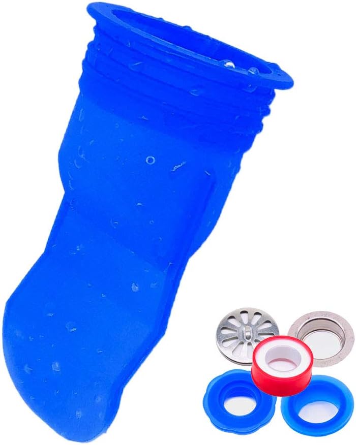 LAMONDE Floor Drain Backflow Preventer with Drain Strainer, Waterless Trap Seal, One Way Valve, Shower Linear Drain Base Flange, Sewer Deodorant Smart Silicone Core (1.73-2 inch, Blue)